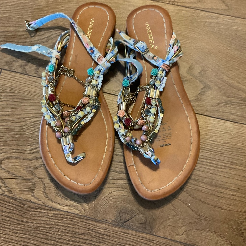 ANDREA FENZIE Colorful Beaded Sandals